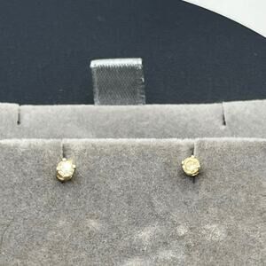 FT 14k Yellow Gold Marked Natural Round Diamond Stud‎ Earrings .70 grams